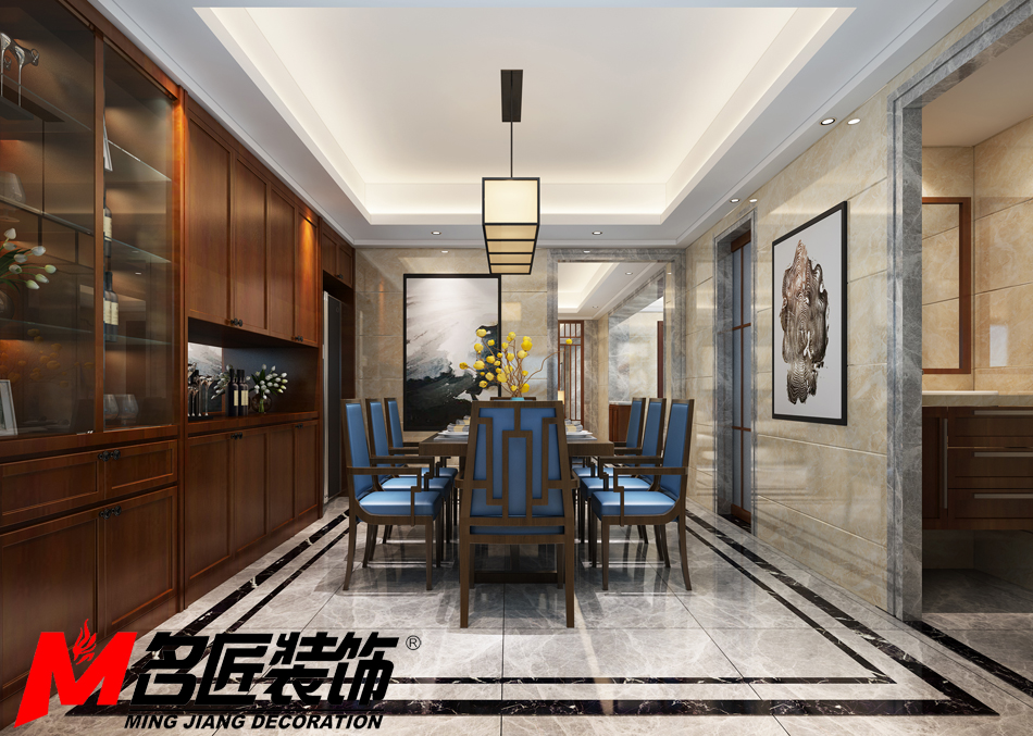 佛山市順德華潤(rùn)置地廣場(chǎng)新中式風(fēng)格三居室裝修案例